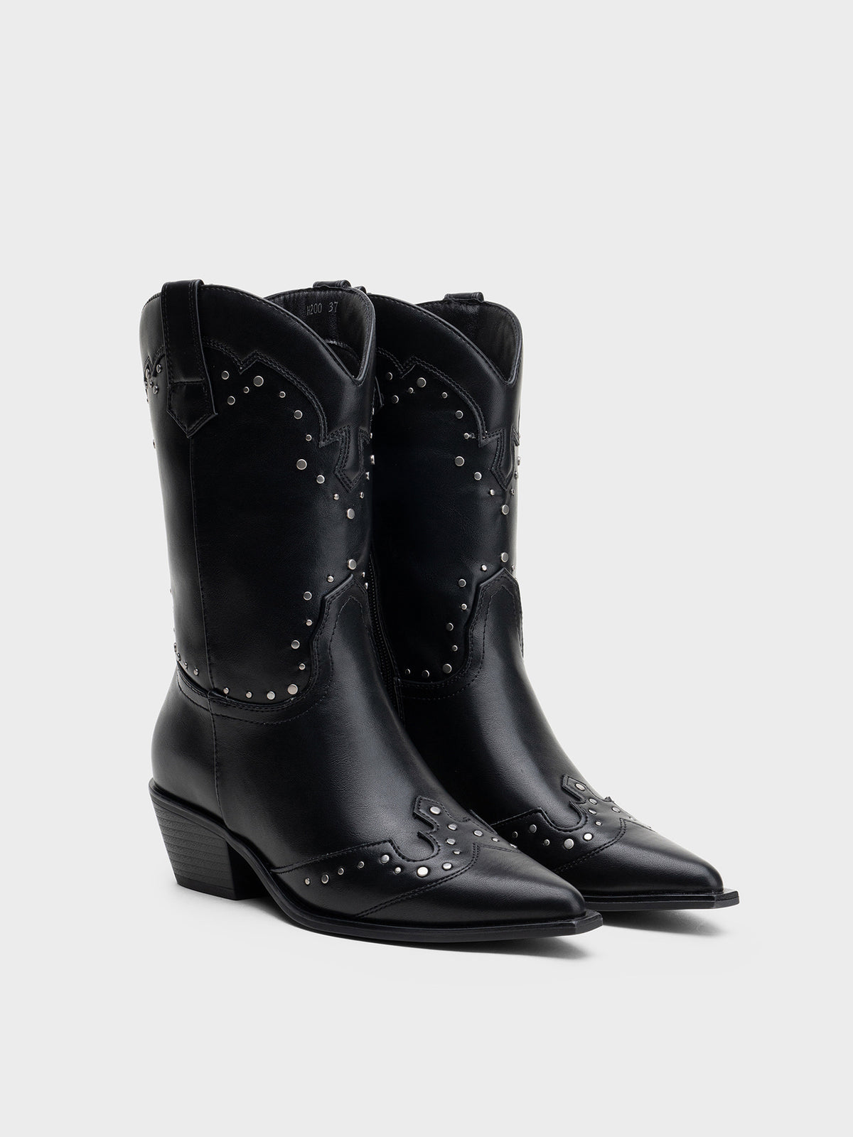 BOTIN COWBOY TACHUELAS TACON BAJO BLACK