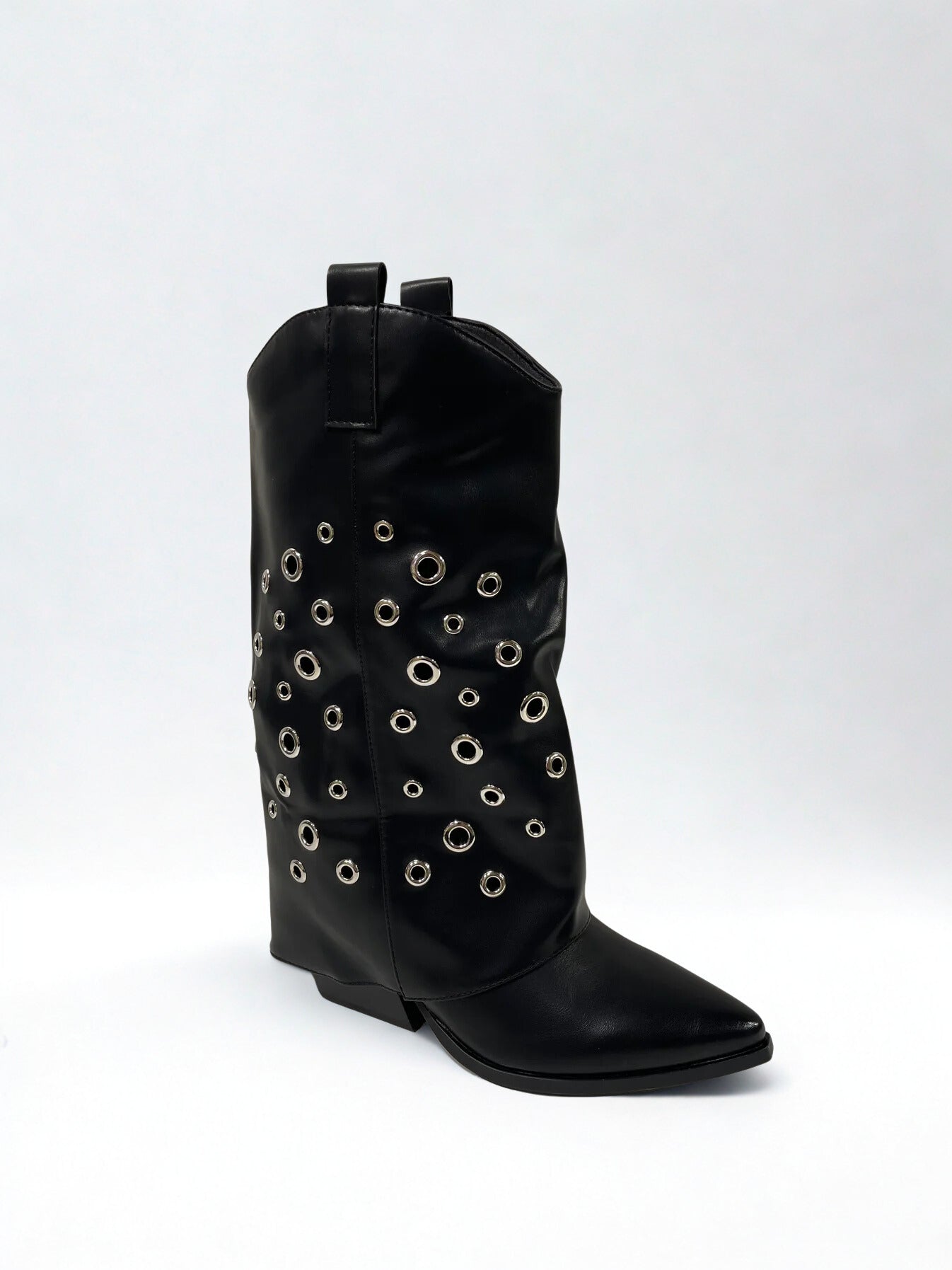 BOTA CAMILA POLAINA OJALES BLACK