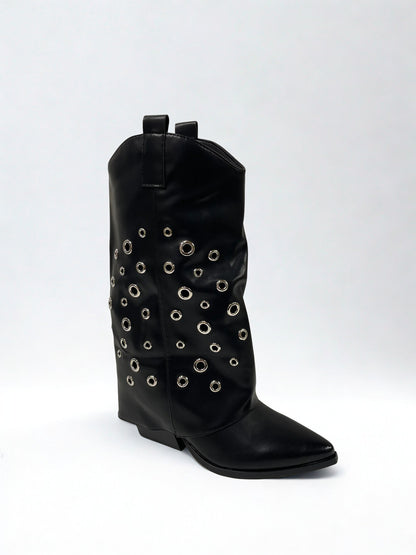 BOTA CAMILA POLAINA OJALES BLACK