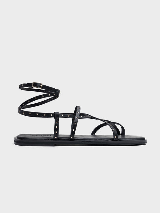 SANDALIA PLANA TACHUELAS ROMANA BLACK