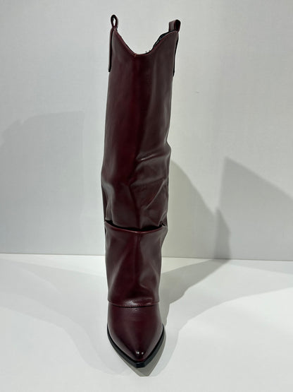 BOTA MERCEDES POLAINA COWBOY WINE RED