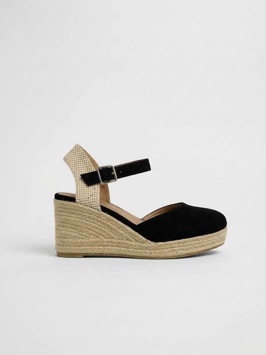 ALPARGATA CUÑA CINTURÓN BLACK/BEIGE
