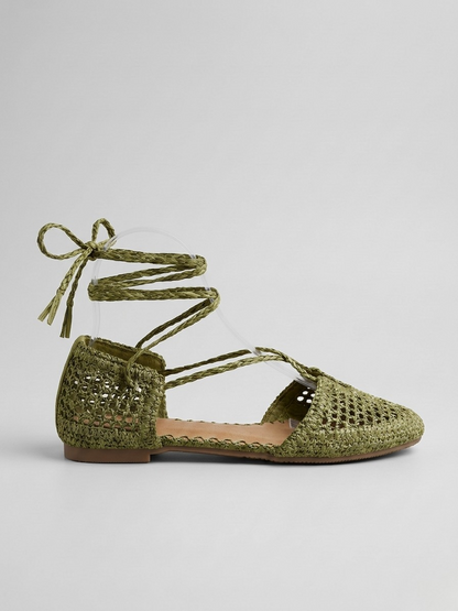 SANDALIA BAILARINA RAFIA FRIDA GREEN