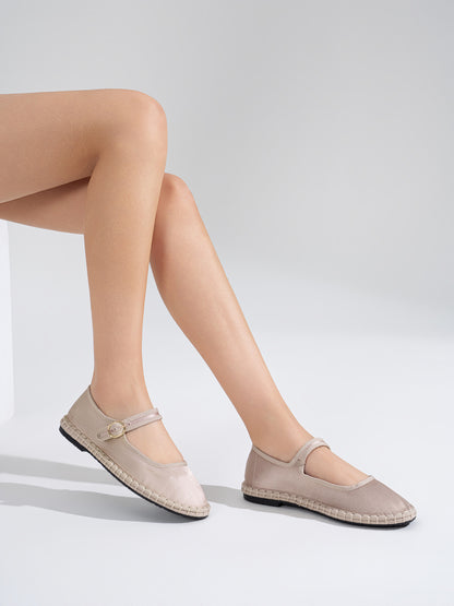 MERCEDITAS SATÉN MARY JANE  BEIGE