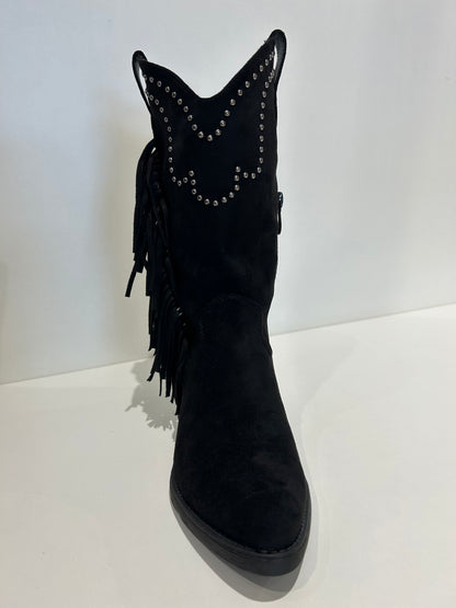 BOTA COWBOY DIANA FLECOS NEGRA