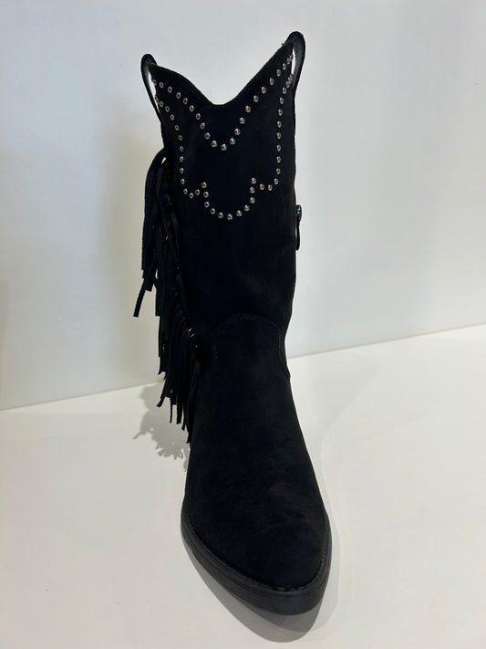 BOTA COWBOY DIANA FLECOS NEGRA
