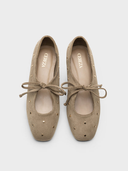 MERCEDITAS ABIERTAS TACHUELAS NUDO KHAKI