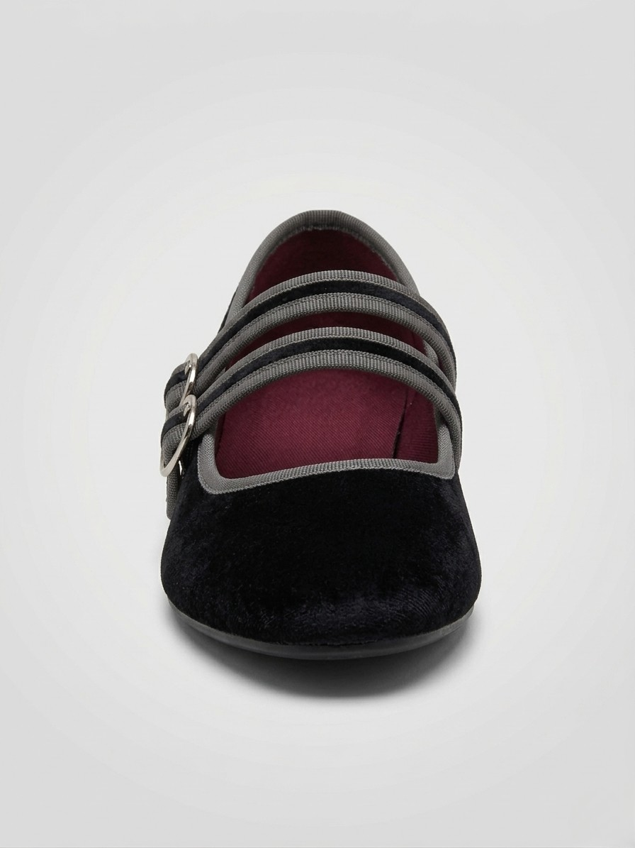 BAILARINA PLANA DOBLE HEBILLA BLACK/GREY