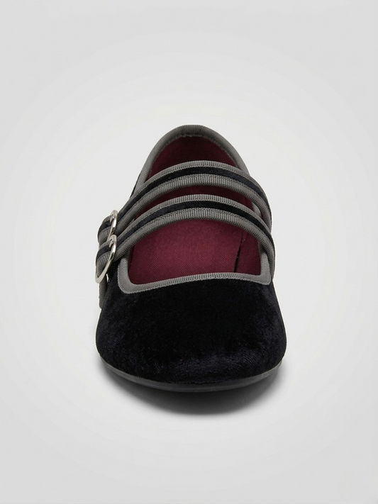 BAILARINA PLANA DOBLE HEBILLA BLACK/GREY