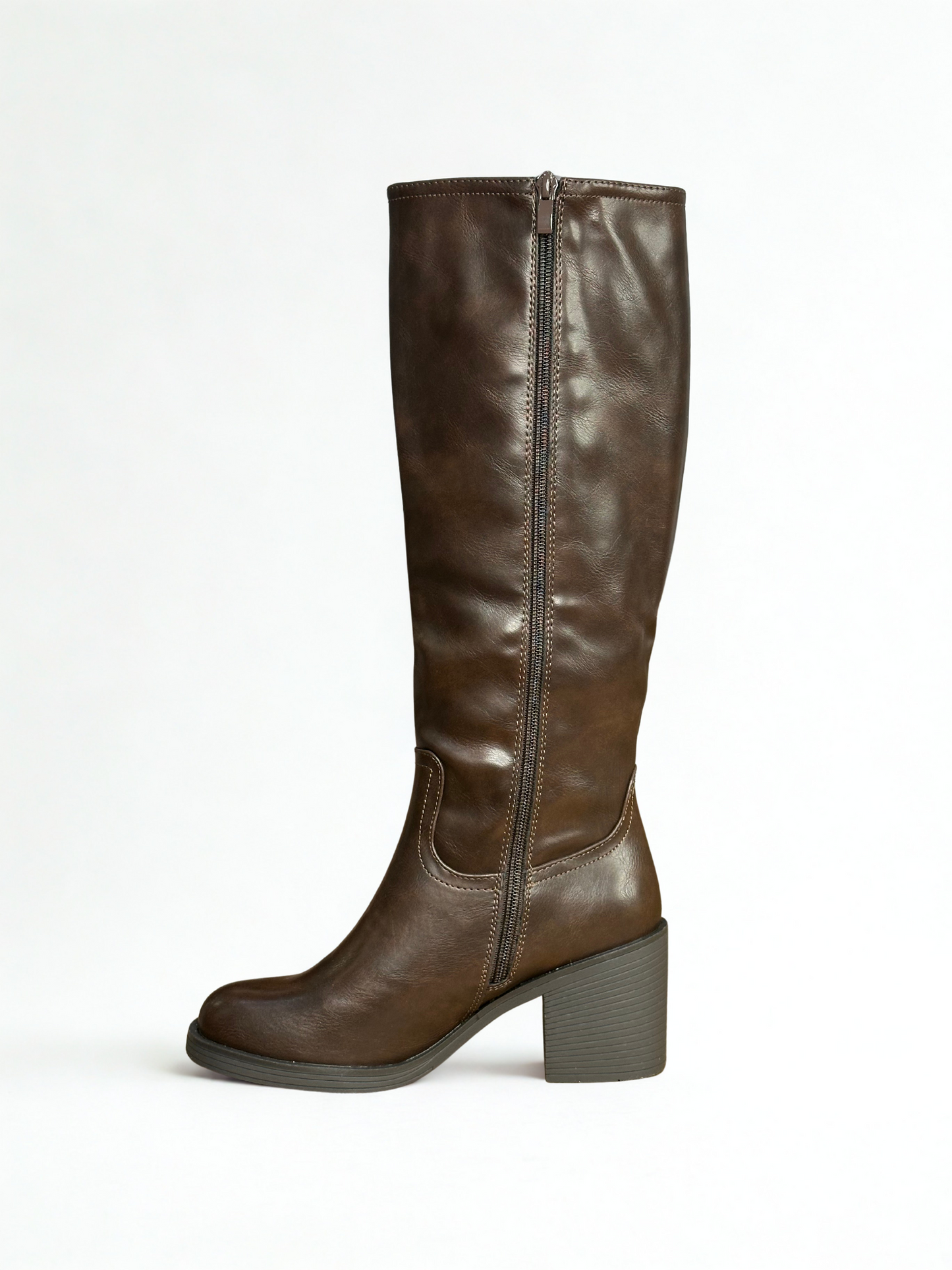 BOTA LUNA ALTA TACÓN CHOCOLATE