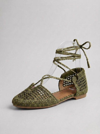SANDALIA BAILARINA RAFIA FRIDA GREEN