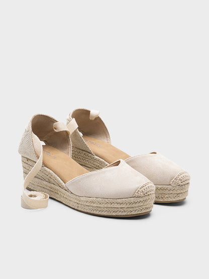 ALPARGATA CUÑA MEDIA LAZO BEIGE