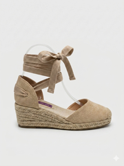 ALPARGATA CUÑA BAJA TIRAS BEIGE