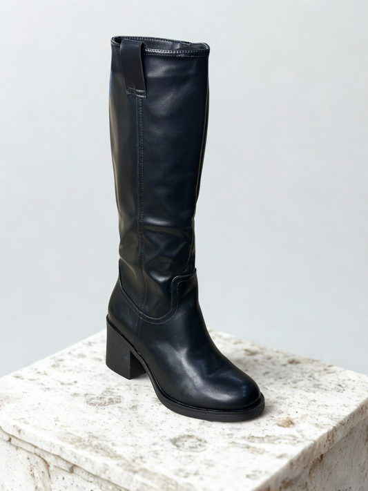 BOTA LUNA ALTA TACÓN NEGRO
