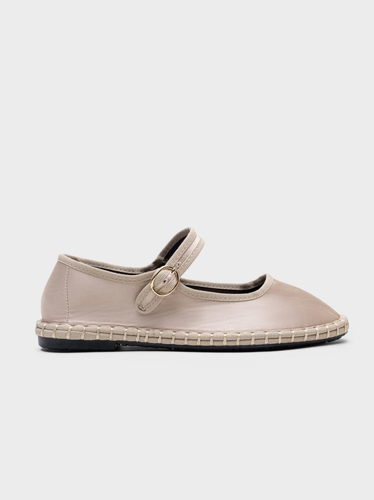 MERCEDITAS SATÉN MARY JANE  BEIGE