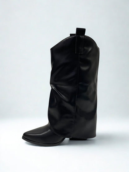 BOTA CAMILA POLAINA OJALES BLACK