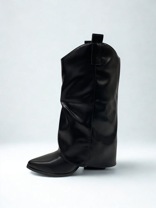 BOTA CAMILA POLAINA OJALES BLACK