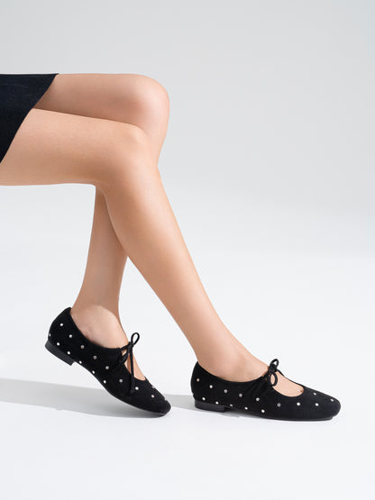 MERCEDITAS ABIERTAS TACHUELAS NUDO BLACK