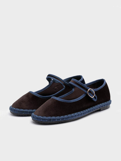 MERCEDITAS MIREIA TERCIOPELO BROWN/BLUE