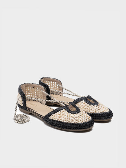 SANDALIA BAILARINA RAFIA BICOLOR BLACK