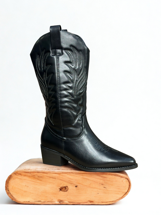 BOTA COWBOY LEIRE NEGRA