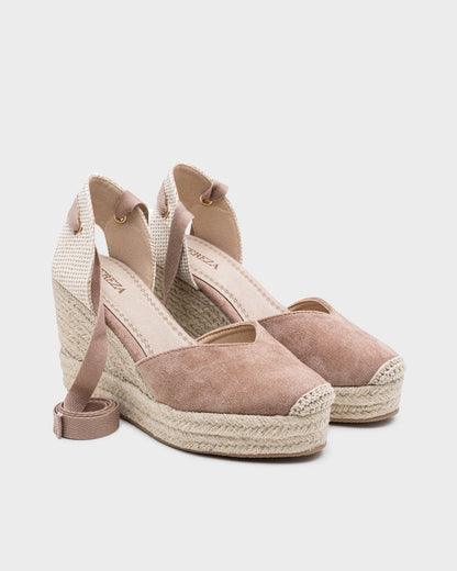 ALPARGATA CUÑA ALTA LAZO KHAKI