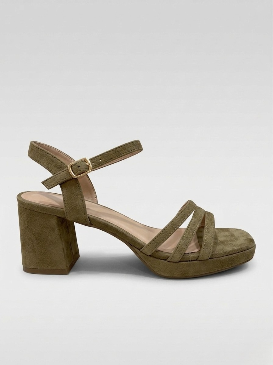 SANDALIA TACON BLOQUE FIESTA KHAKI