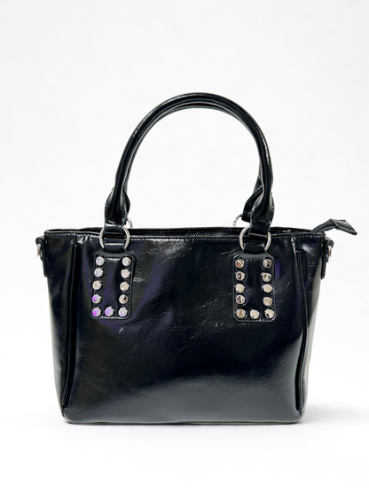 BOLSO CUADRADO TACHUELAS NEGRO