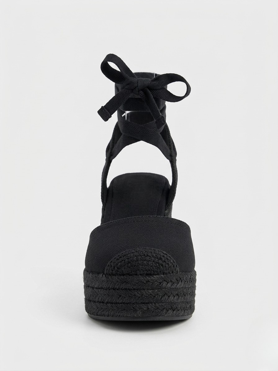 ALPARGATA CUÑA ALTA LAZADA BLACK