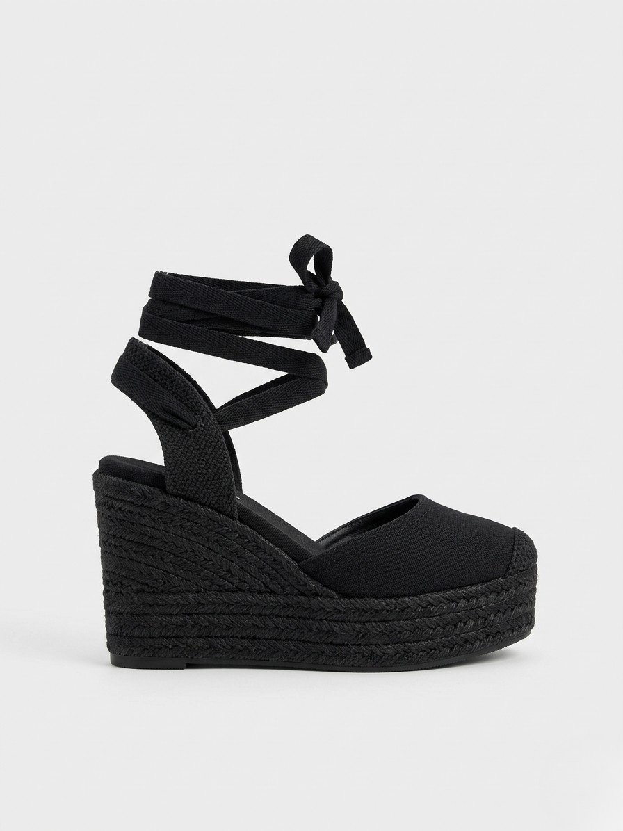ALPARGATA CUÑA ALTA LAZADA BLACK