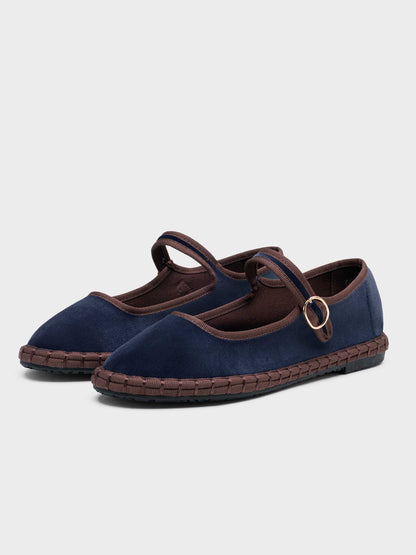 MERCEDITAS MIREIA TERCIOPELO BLUE GREY/BROWN