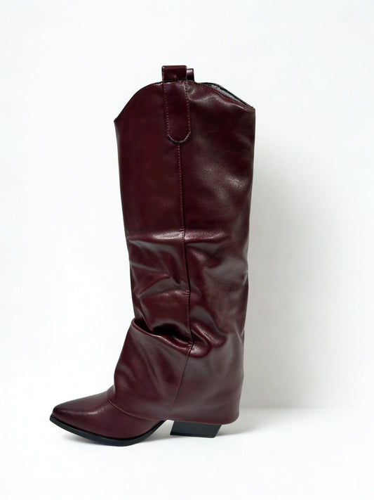 BOTA MERCEDES POLAINA COWBOY WINE RED