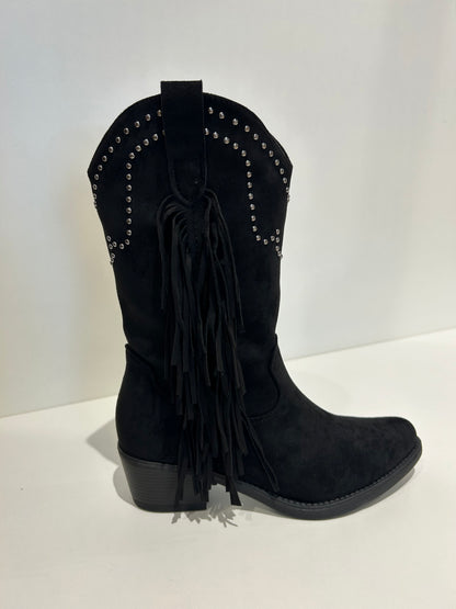 BOTA COWBOY DIANA FLECOS NEGRA