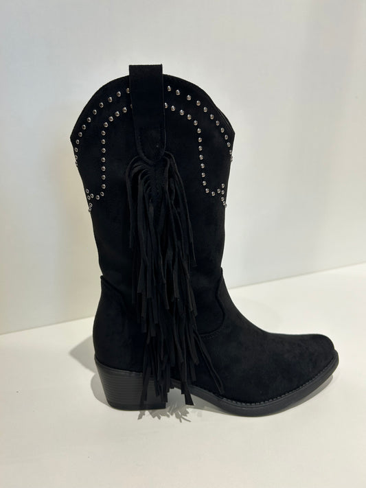 BOTA COWBOY DIANA FLECOS NEGRA