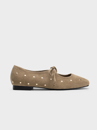 MERCEDITAS ABIERTAS TACHUELAS NUDO KHAKI