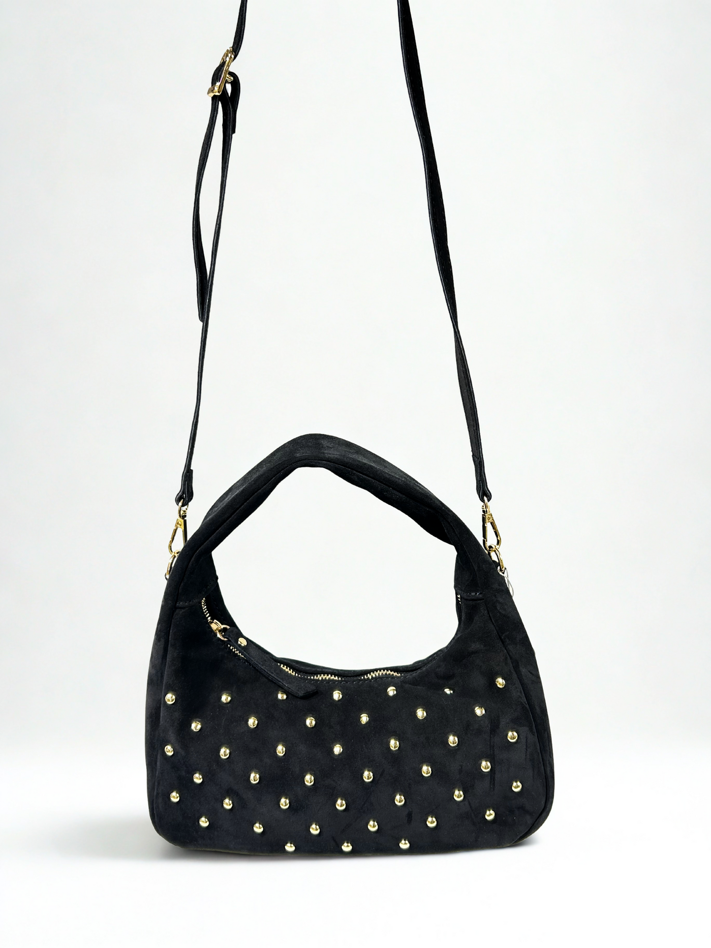 BOLSO DE MANO PIEL TACHUELAS NEGRO