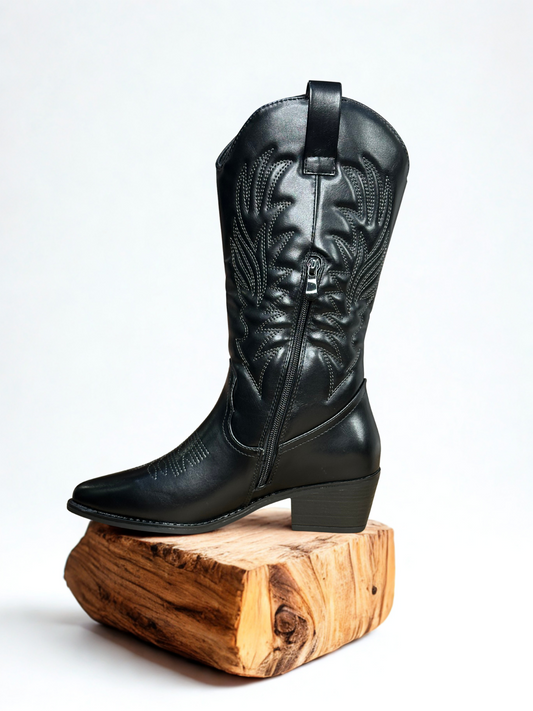 BOTA COWBOY LEIRE NEGRA