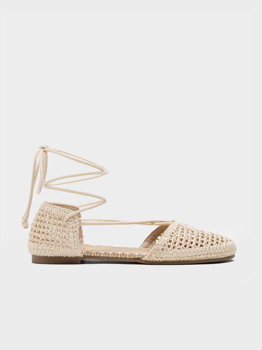 SANDALIA BAILARINA RAFIA BICOLOR BEIGE