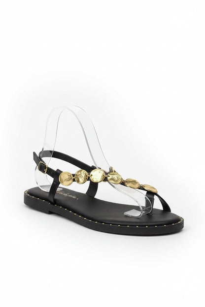 SANDALIA PLANA MONEDAS BLACK