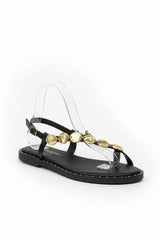 SANDALIA PLANA MONEDAS BLACK