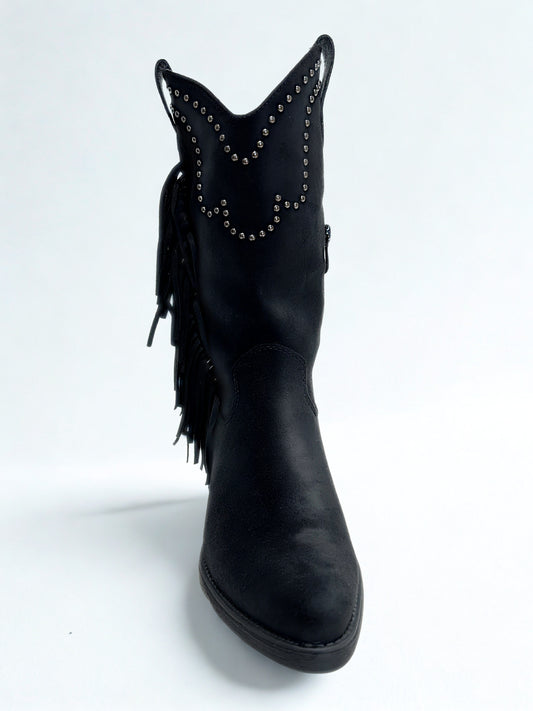 BOTA COWBOY DIANA FLECOS NEGRA