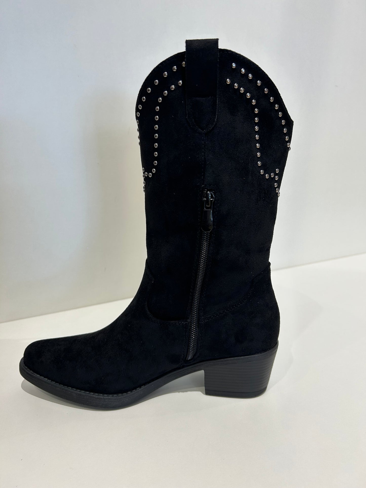 BOTA COWBOY DIANA FLECOS NEGRA