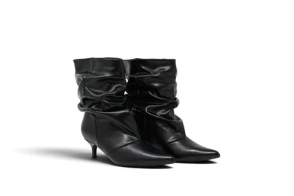 BOTÍN SLOUCHY TACÓN KITTEN NK NEGRO PU