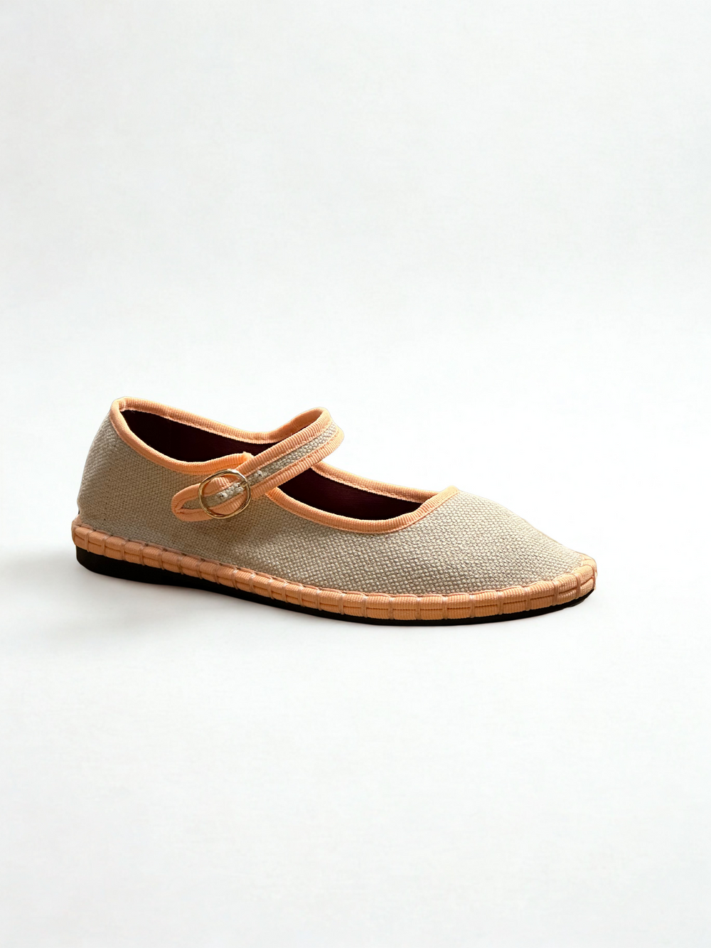 Tamara Textile Mary Janes in Beige/Pink