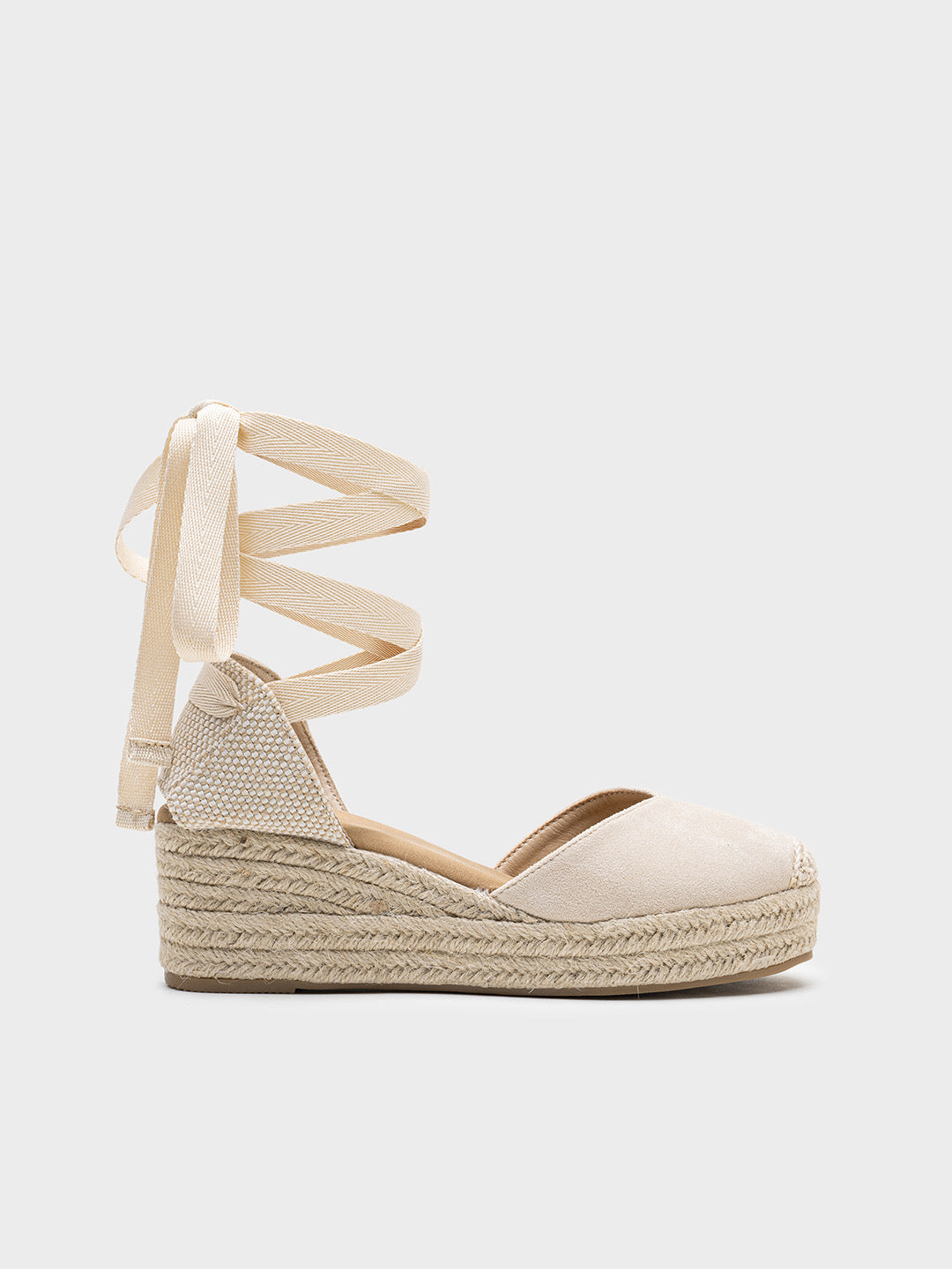 ALPARGATA CUÑA MEDIA LAZO BEIGE