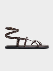 SANDALIA PLANA TACHUELAS ROMANA BROWN
