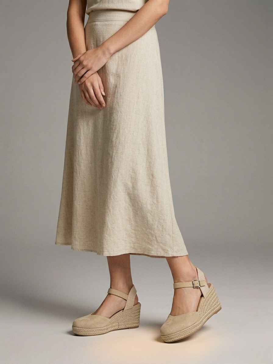 ALPARGATA CUÑA CINTURÓN BEIGE