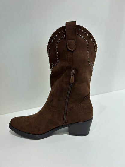BOTA COWBOY DIANA FLECOS MARRÓN