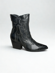 BOTÍN AURORA SERPIENTE TACHUELAS NEGRO