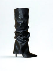 BOTA POLAINA FRUNCIDA NEGRA